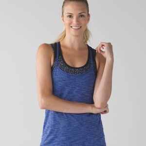 Lululemon Athletic Tough it Out Tank Blue Workout Top with connected Sports Bra